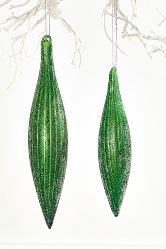 9" Green Glass Ornament