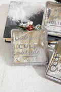 4" Square Text Glass Ornament