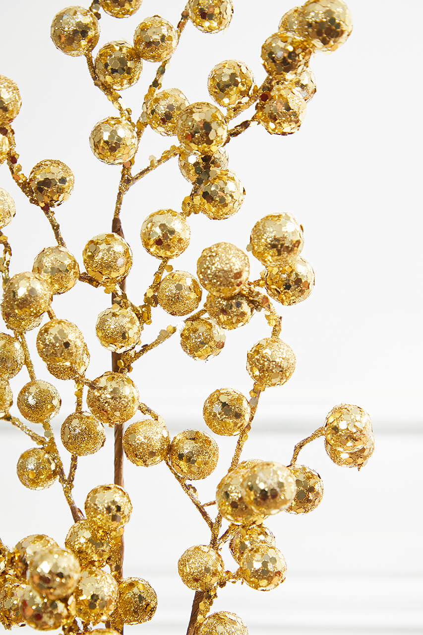 29” Gold Glitter Crabapple Spray