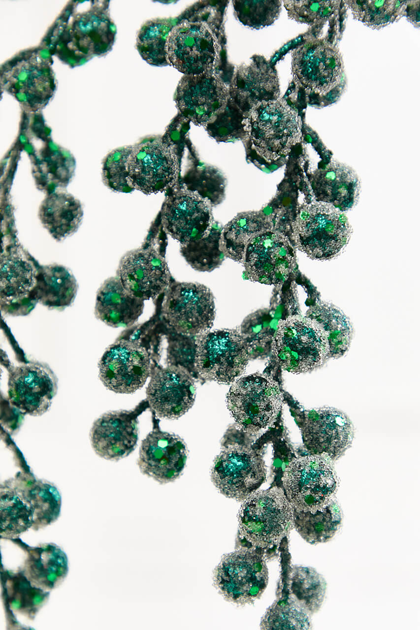 31" Emerald Glitter Berry Spray