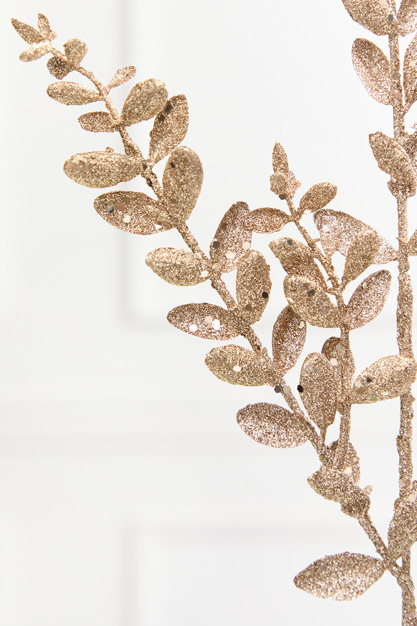 30" Champagne Glitter Eucalyptus Spray