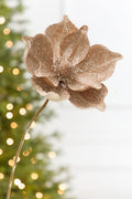 22" x 9.5" Champagne Glitter Magnolia Stem