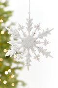 8" White Glitter Snowflake Ornament