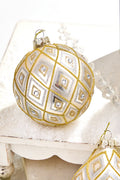 4" - 5.5" Gold & Silver Glass Diamond Ornament