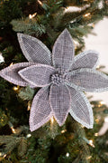 22” x 12.5" Grey Linen Jewel Poinsettia Stem