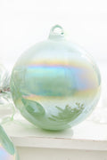 4" Mint Iridescent Blown Glass Ornament