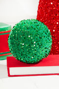 6" Sequin Ball Ornament - Green