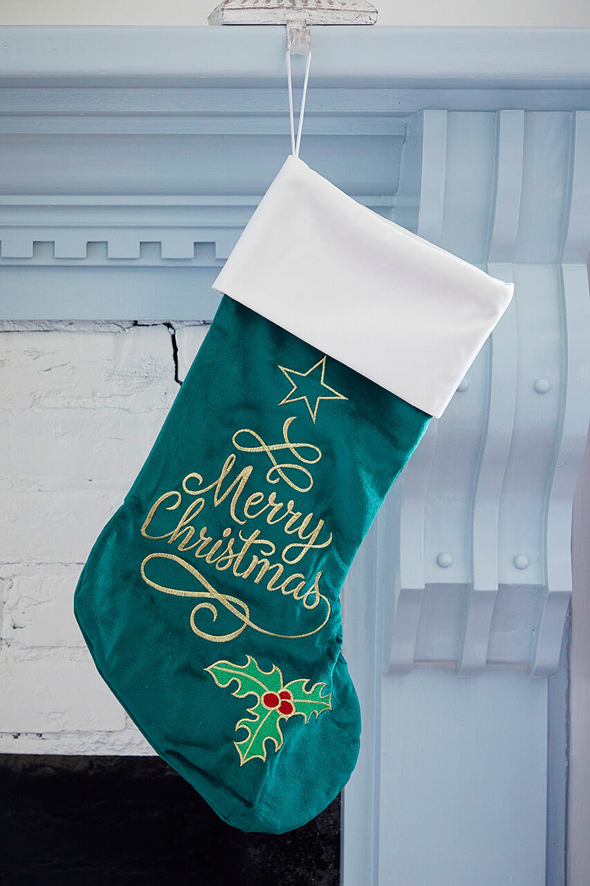 Green Stocking with Merry Christmas