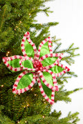 22" Green Peppermint Trim Poinsettia Stem