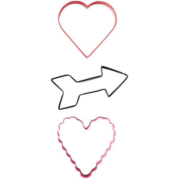 Wilton Love and Arrow Metal Cookie Cutter Set, 3-Piece