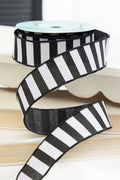 1.5" x 10 Yard Black & White Halloween Stripe Ribbon