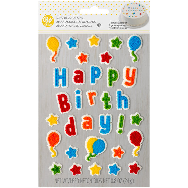 Wilton Happy Birthday Icing Decorations, 0.8 oz.