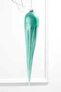 14" Frosty Blue Glass Icicle Ornament