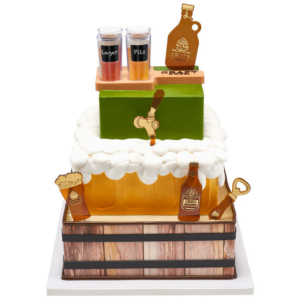 Craft Brew Flight with paddle Bourbon Beer Tap shot glasses Set Cake Kit