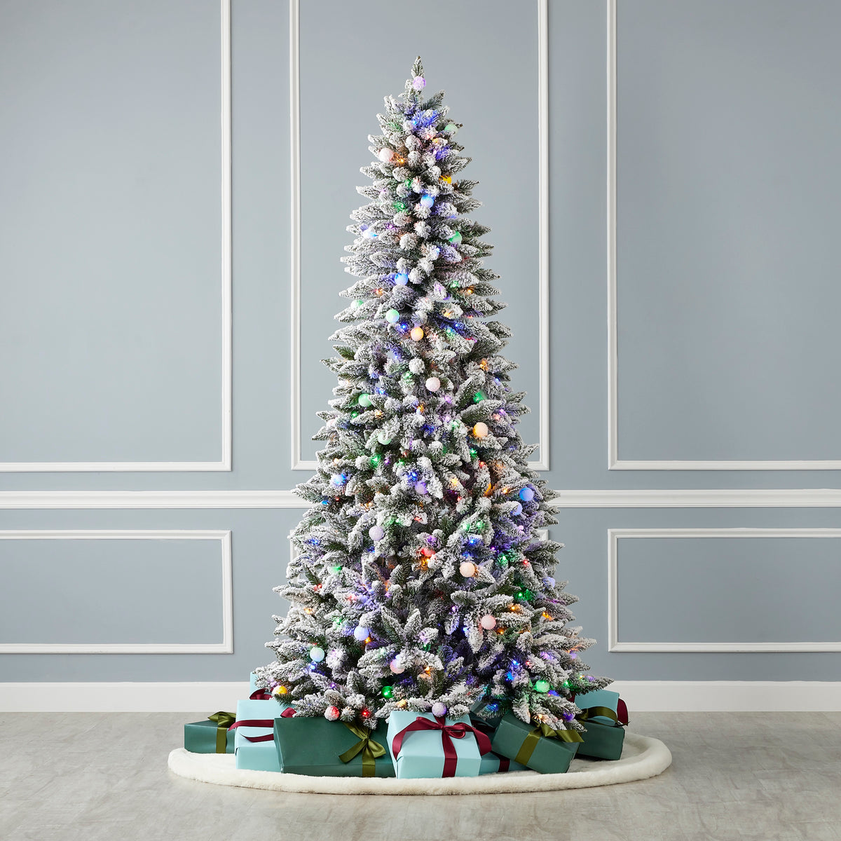 6.5' Snow Kissed Pine Tree with 350 Multicolor LED Lights