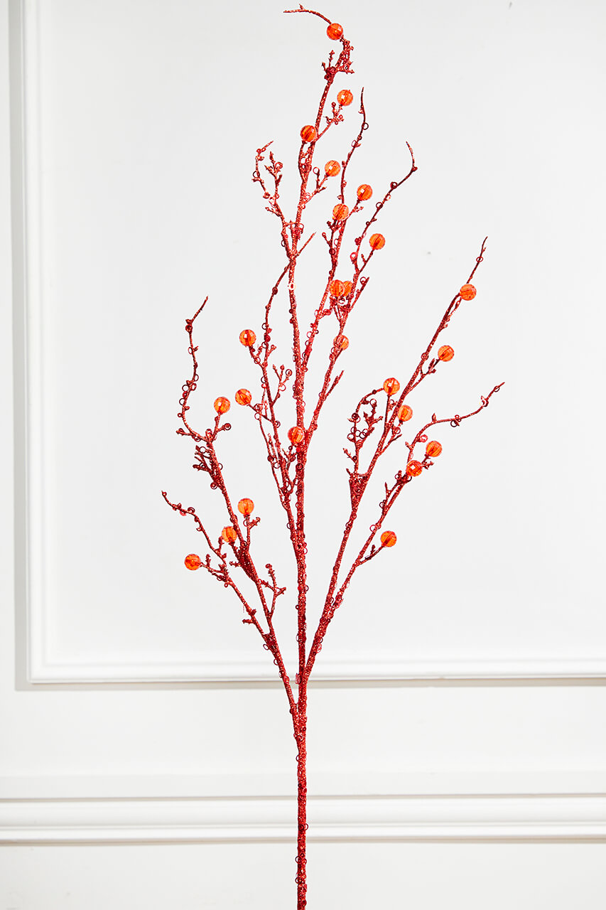 42” Jeweled Bead Branch Spray - Red
