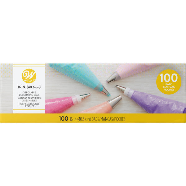 Wilton 16-Inch Easy-Grab Disposable Decorating Bags, 100-Count