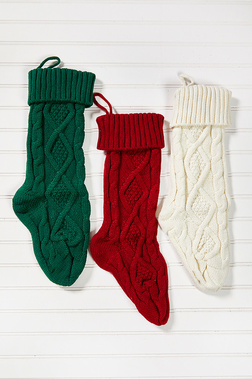 Knitted Christmas Stockings - Ivory