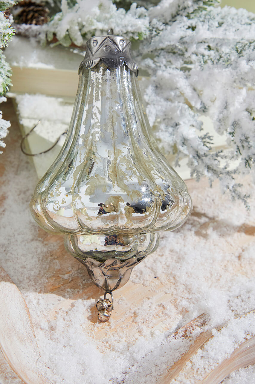 7" Lantern Elizabethan Mercury Glass Ornament