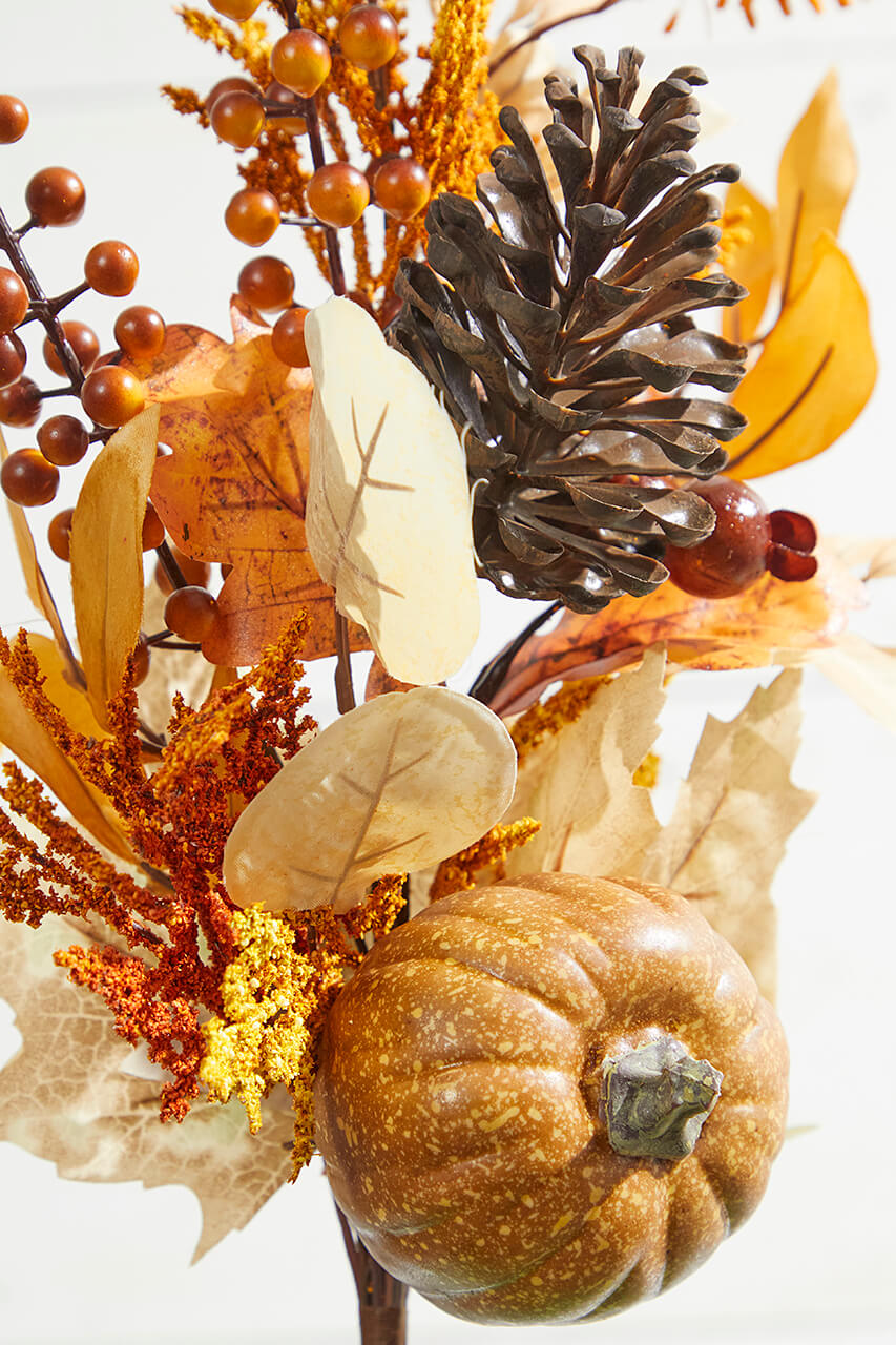 30" Pumpkin with Leaves and Berries Spray