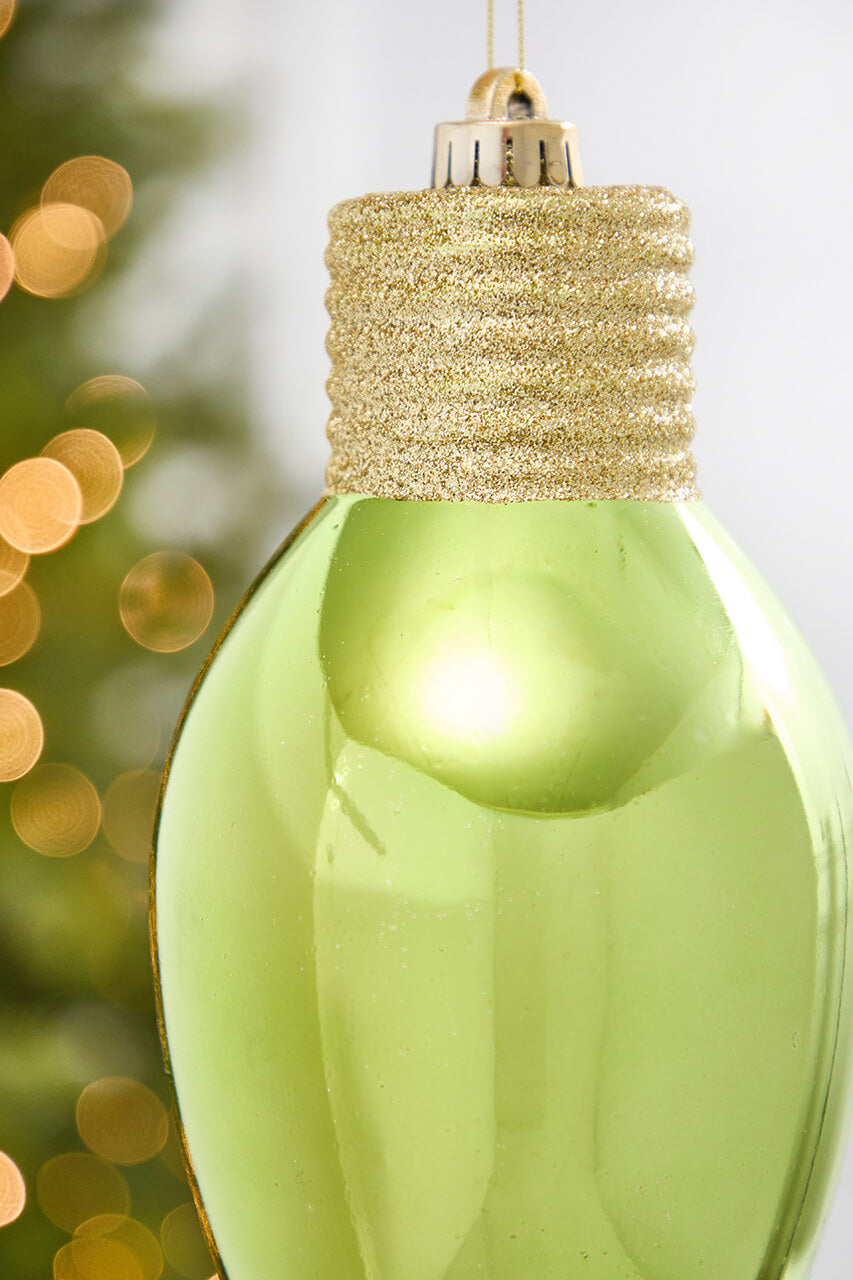 9" Metallic Lime Green Light Bulb Ornament