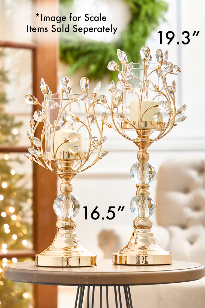 19.3" Champagne Jeweled Candle Holder