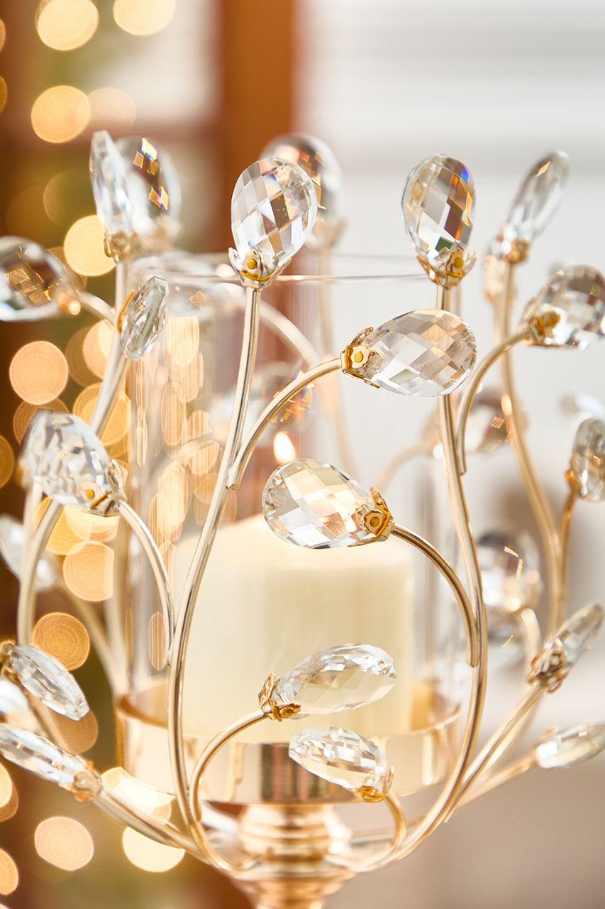 19.3" Champagne Jeweled Candle Holder