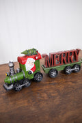 17” Resin Santa Merry Christmas Train Decor - Set of 3