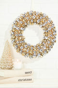 12" Jingle Bell Wreath with Ribbon - Metallic