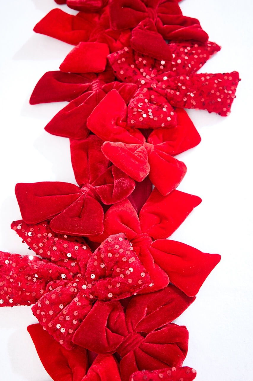 48" Red Velvet Sequin Bow Garland
