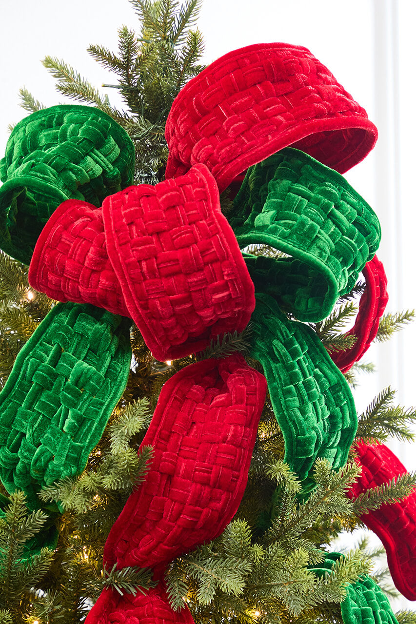 5" x 3 Yard Red Velvet Braided Ribbon