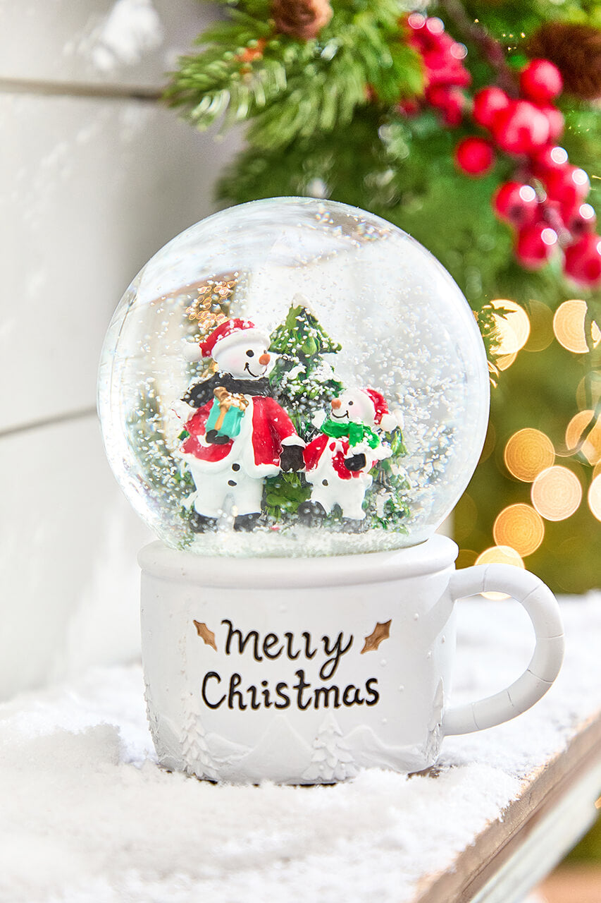 7" Merry Christmas Snowman Globe