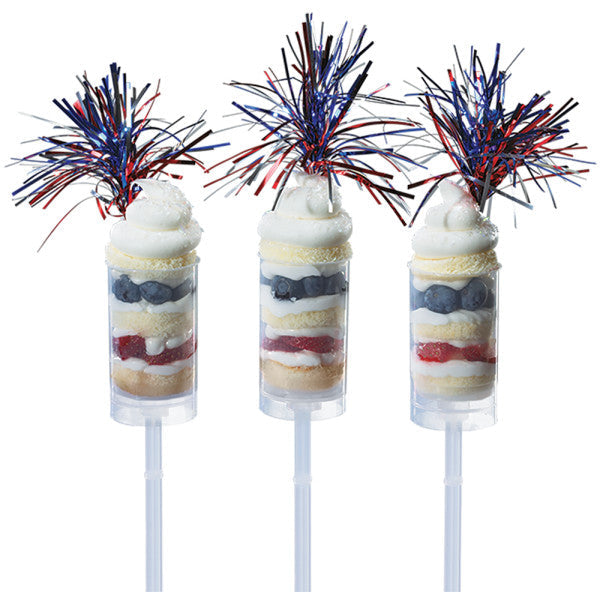 Independence Day Spray Mylar topper celebrate with congratulations Cupcake Cake Pics - set of 24