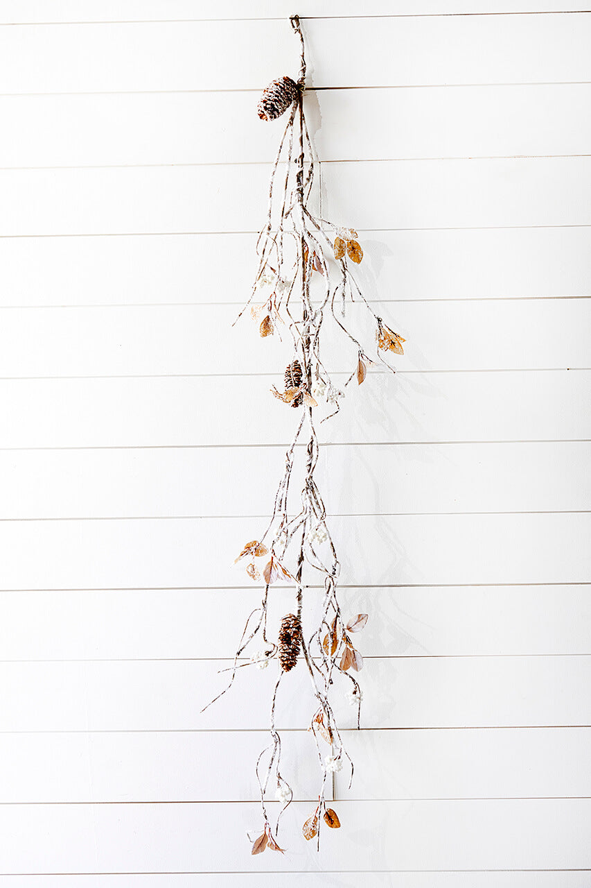 48" Snow with Glitter Winter Chalet Garland - Natural/Frost