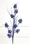 27.5" Navy Glitter Berry Grass Spray