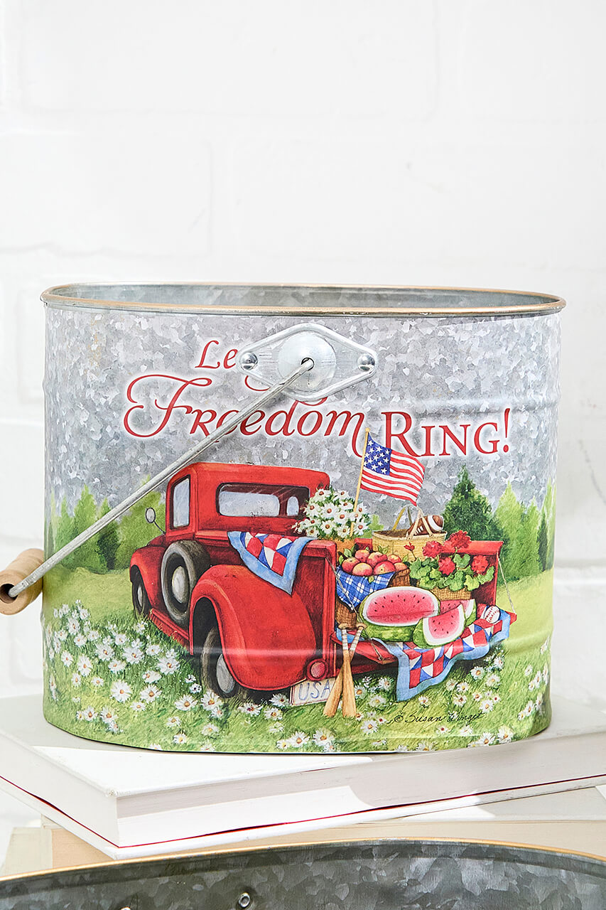 9.8" Nesting Metal Americana Truck Design Buckets - Set Of 3