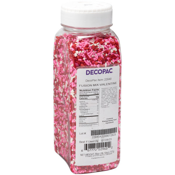 Valentine Fusion Mix 27 oz Container of Sprinkle Mix Pearls Quins Hearts