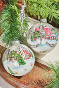 4" Village Scene Glass Ornament