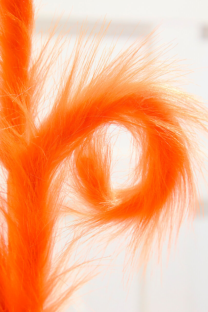 28" Orange Furry Spiral Curly Spray