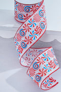 2.5" x 10 Yard Candy Swirl Wired Ribbon