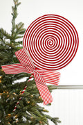 33.5" Red and White Peppermint with Bow Spray