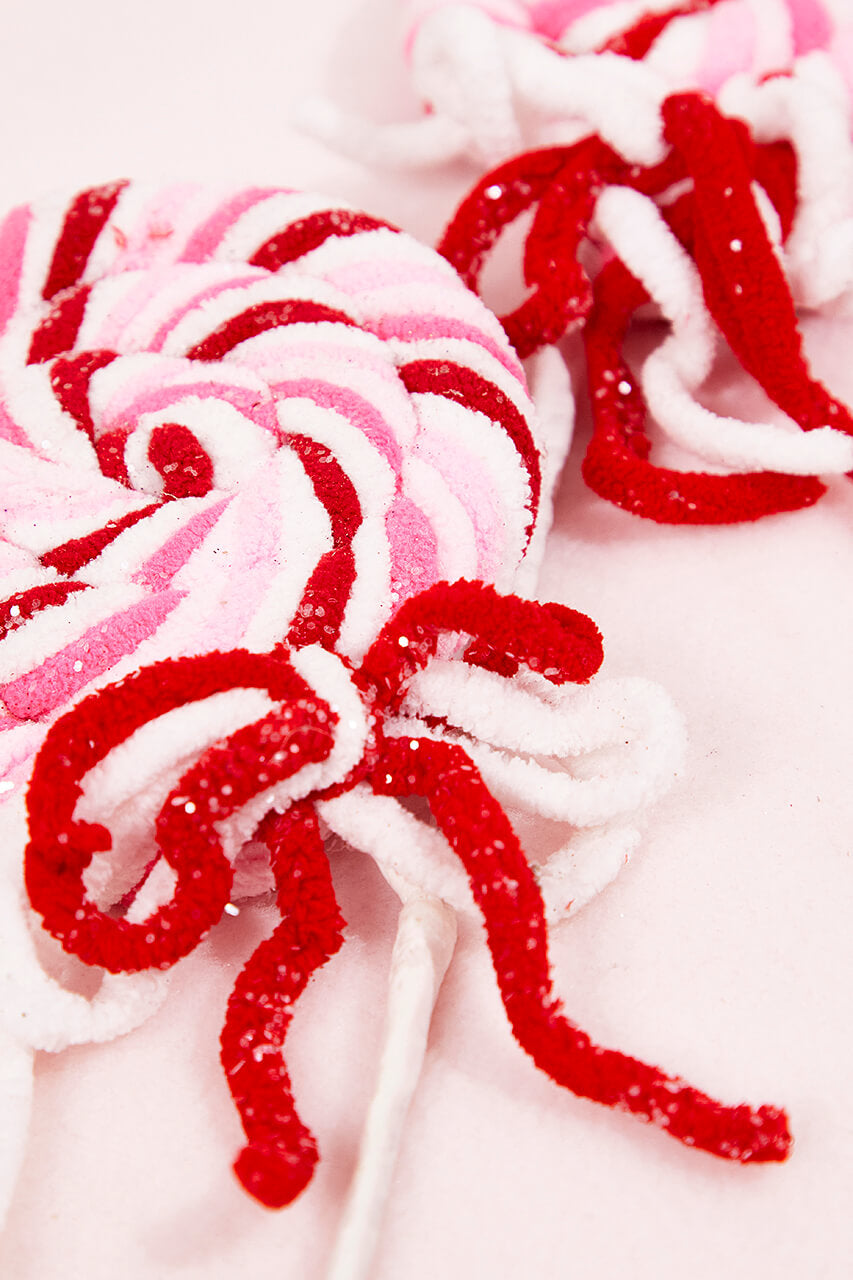 21" Chenille Glitter Lollipop Spray - Red/Pink/White