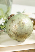 4" Spruce Antique Foil Glass Etched Ball Ornament