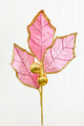 30" Holly Leaves Spray - Pink & Gold