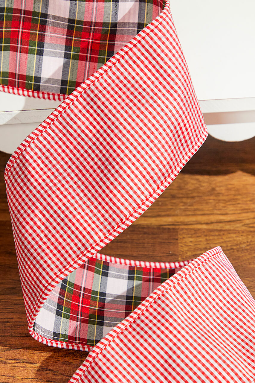 4" x 10 Yard Plaid Gingham Double Sided Ribbon