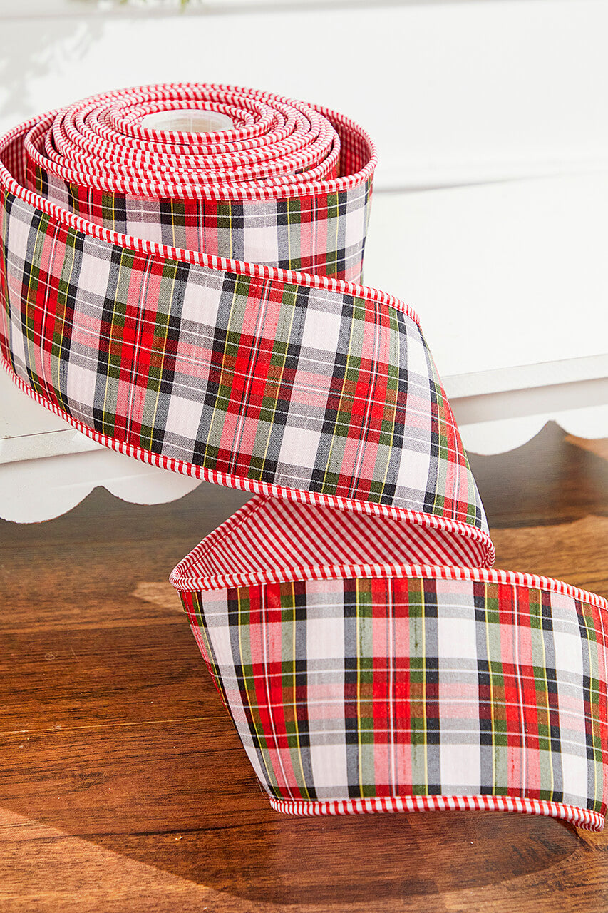 4" x 10 Yard Plaid Gingham Double Sided Ribbon