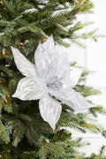 19" Platinum Metallic Poinsettia Stem