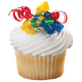Primary Ribbon curls topper celebrate with congratulations Cupcake Cake Pics - set of 12