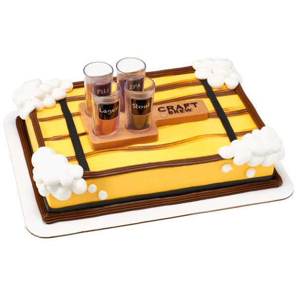 Craft Brew Flight with paddle Bourbon Beer Tap shot glasses Set Cake Kit