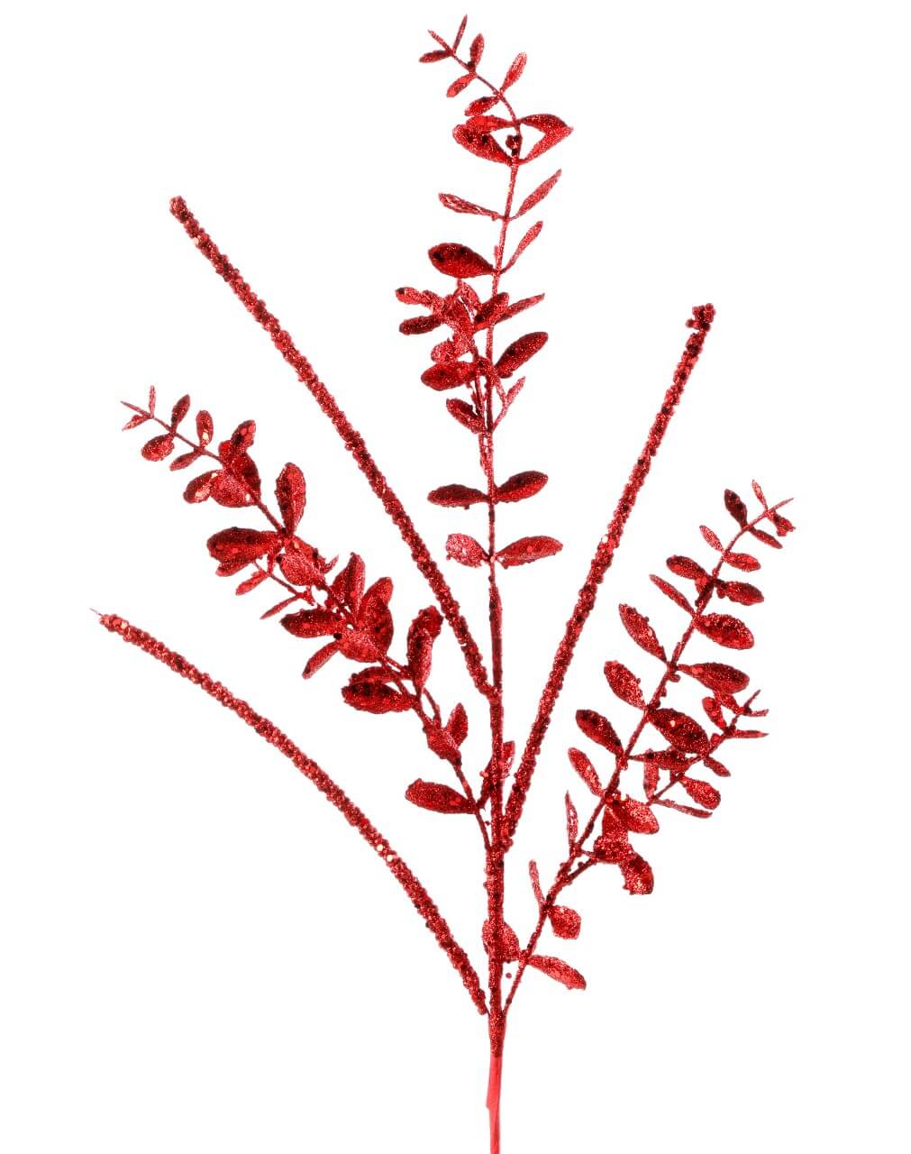 29” Red Glitter Boxwood Berry Stick Spray